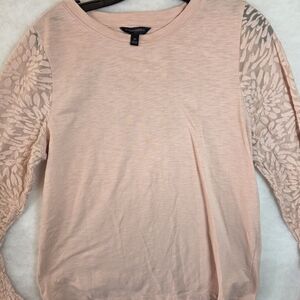 Banana Republic Light Pink Lace Sleeve Top